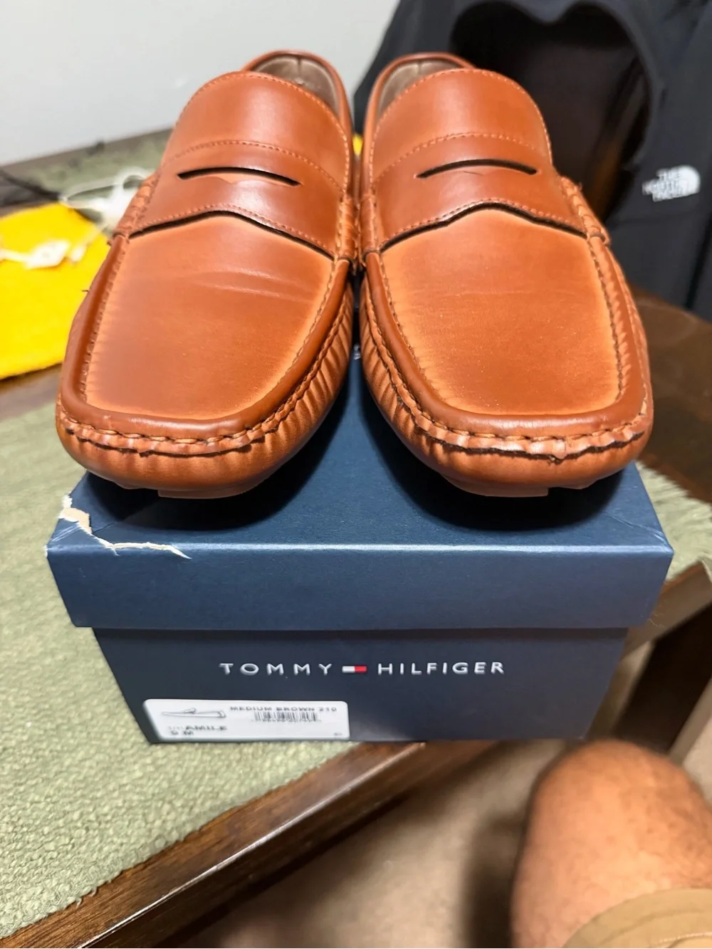 Tommy Hilfiger Men's Cognac Leather Boat Loafers